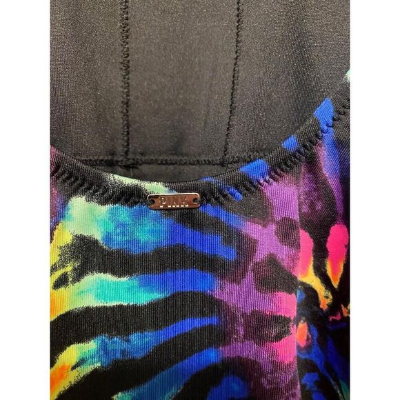 Victoria’s Secret PINK M One Piece NWT Swimsuit Multi Color Tie Dye High Cut - Picture 5 of 10